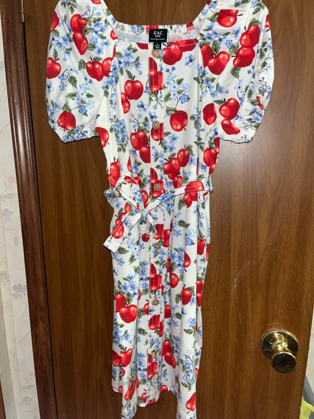 Zac Posen White Dress with Red Cherry and Blue Floral Print